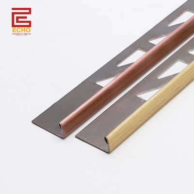 chất lượng  Outdoor Straight Stainless Steel Tile Trim Flat Metal Edge Trim 10mm nhà máy sản xuất