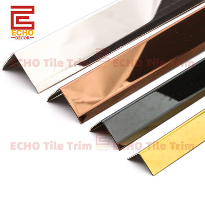Thép không gỉ 90 độ bên ngoài cạnh gạch Trim tùy chỉnh màu sắc gạch cạnh dải