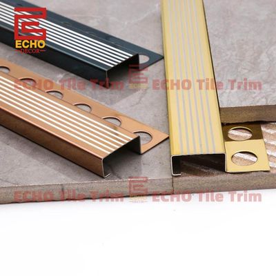 Kim loại sàn cầu thang Nose Trim Square Tile bước mũi đúc
