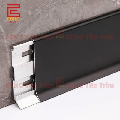 Đồ họa tường nhôm hiện đại Trim Skirting Board Profiles Black 40-120mm Width